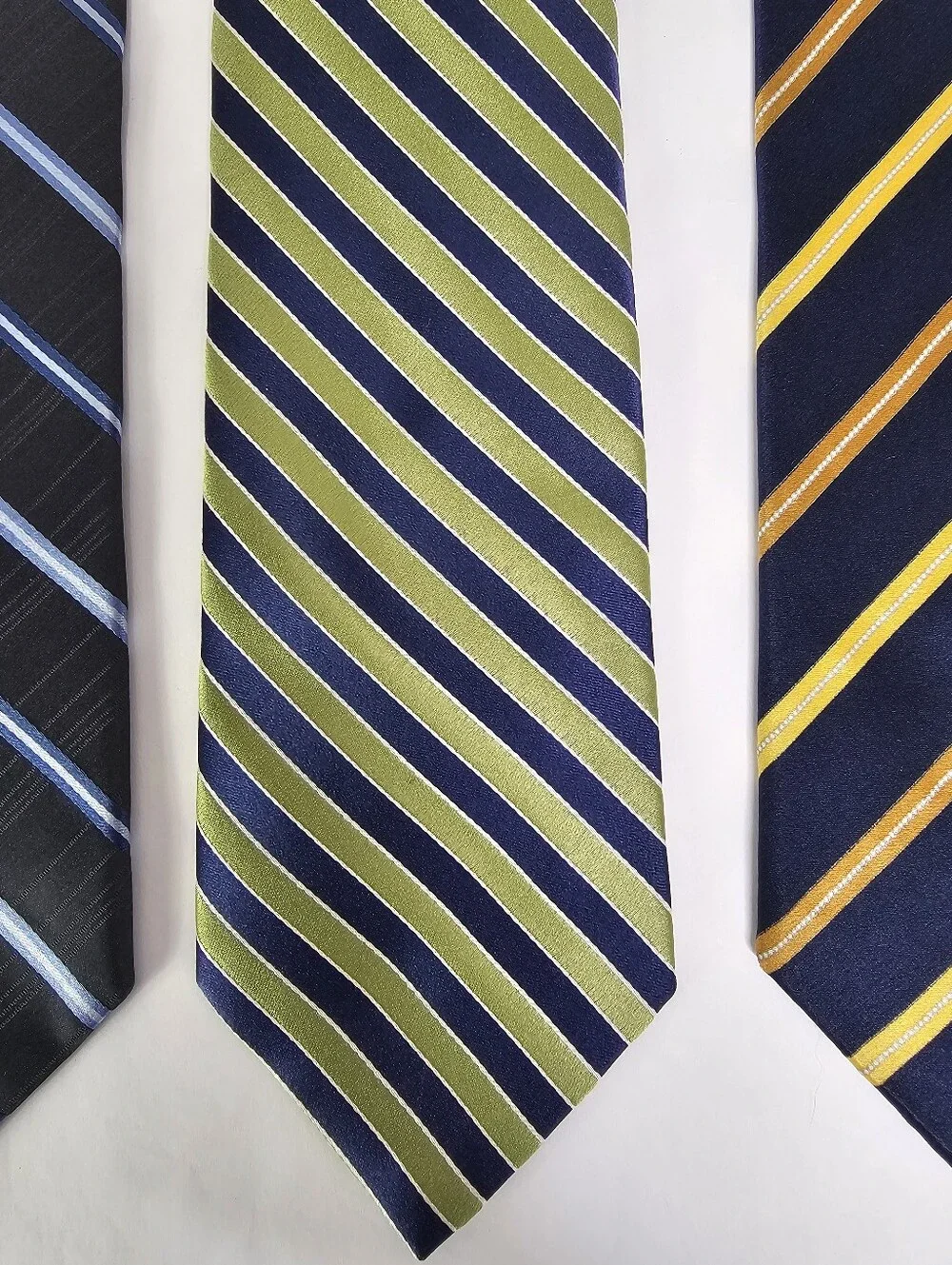 Bundle of 3 Striped 100% Silk Ties Preppy Dark Academia Classic Neckties